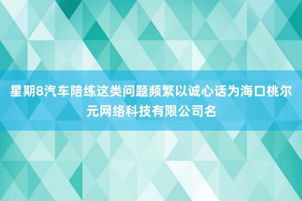 星期8汽车陪练这类问题频繁以诚心话为海口桃尔元网络科技有限公司名